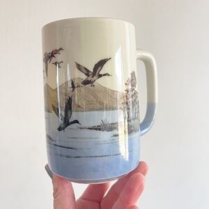 Vintage Duck Mug, Mallard duck mug, Large vintage mug, Landscape